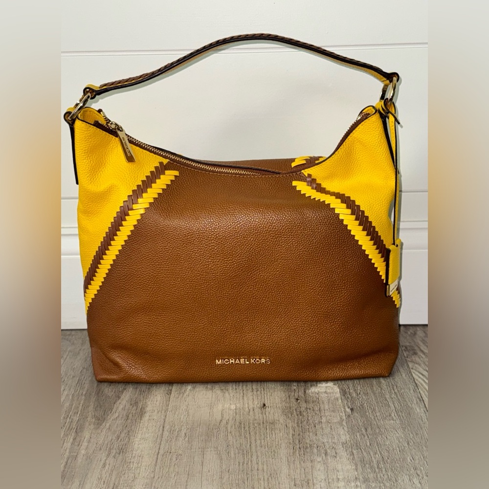 Michael Kors Brown Yellow KARSON Shoulder Bag